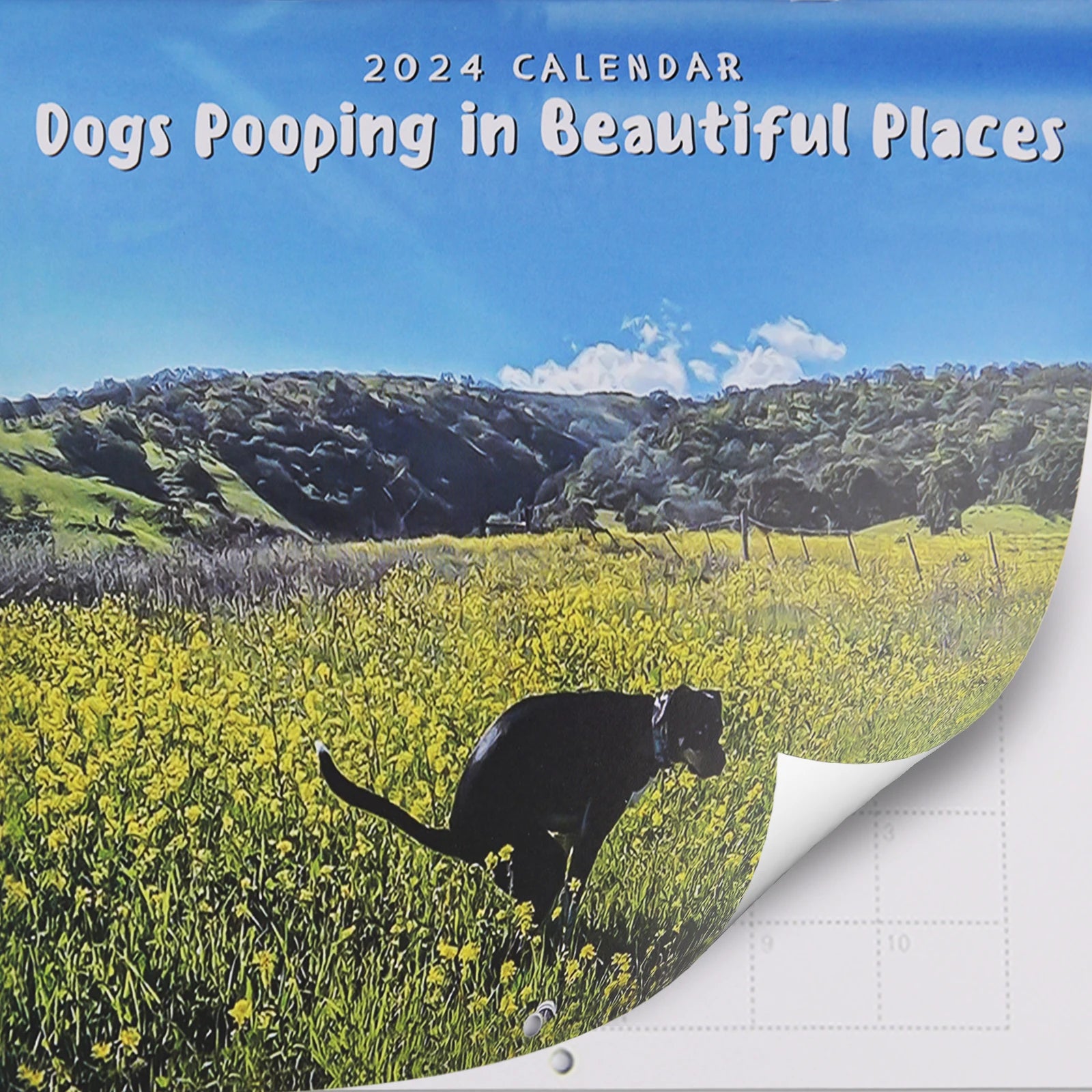 Rolig Kalender 2024 - "Dogs Pooping In Beautiful Places"